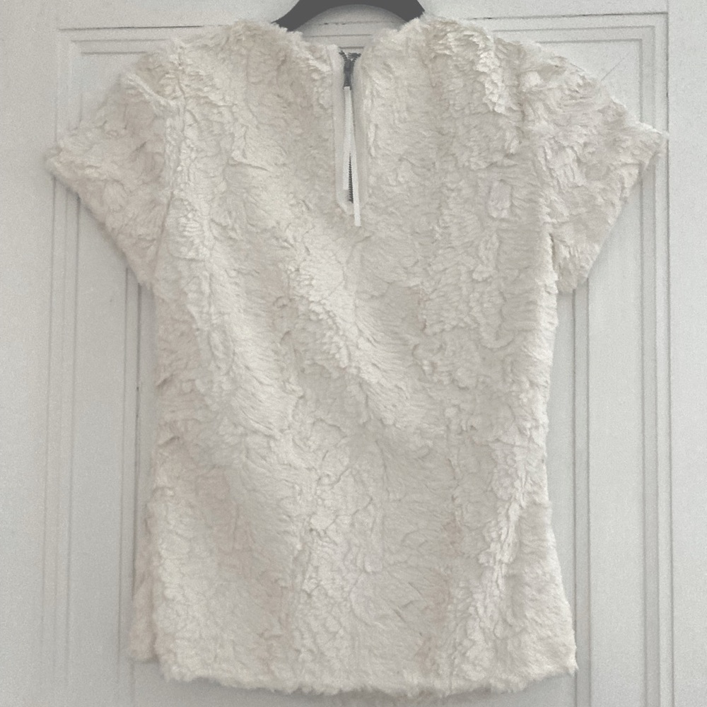 Anthropologie x Leifsdottir | Cream White Lined Faux Fur Top Exposed zip… - Picture 8 of 13